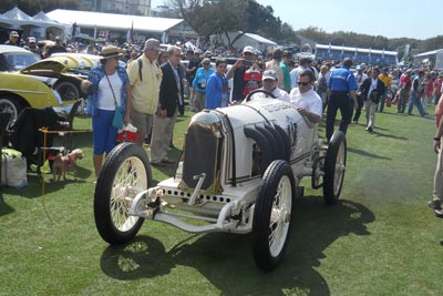 photo of Jochen Maas 
driving the Blitzen Benz