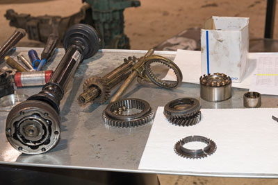 Photo showing parts from a Porsche G15 transaxle